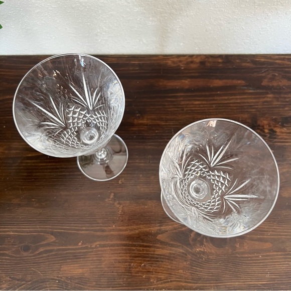 Cristal de Flandre Set of 2 Wine Crystal Stemware Salzburg Pattern Clear Glass - Picture 3 of 8